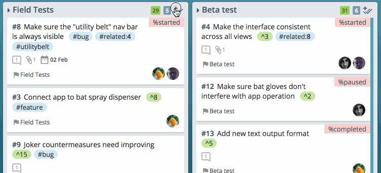 Adding tasks to specific taskboard columns