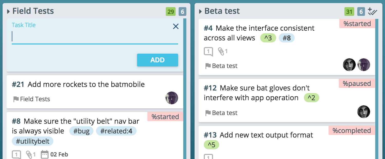 Associate tasks with each other